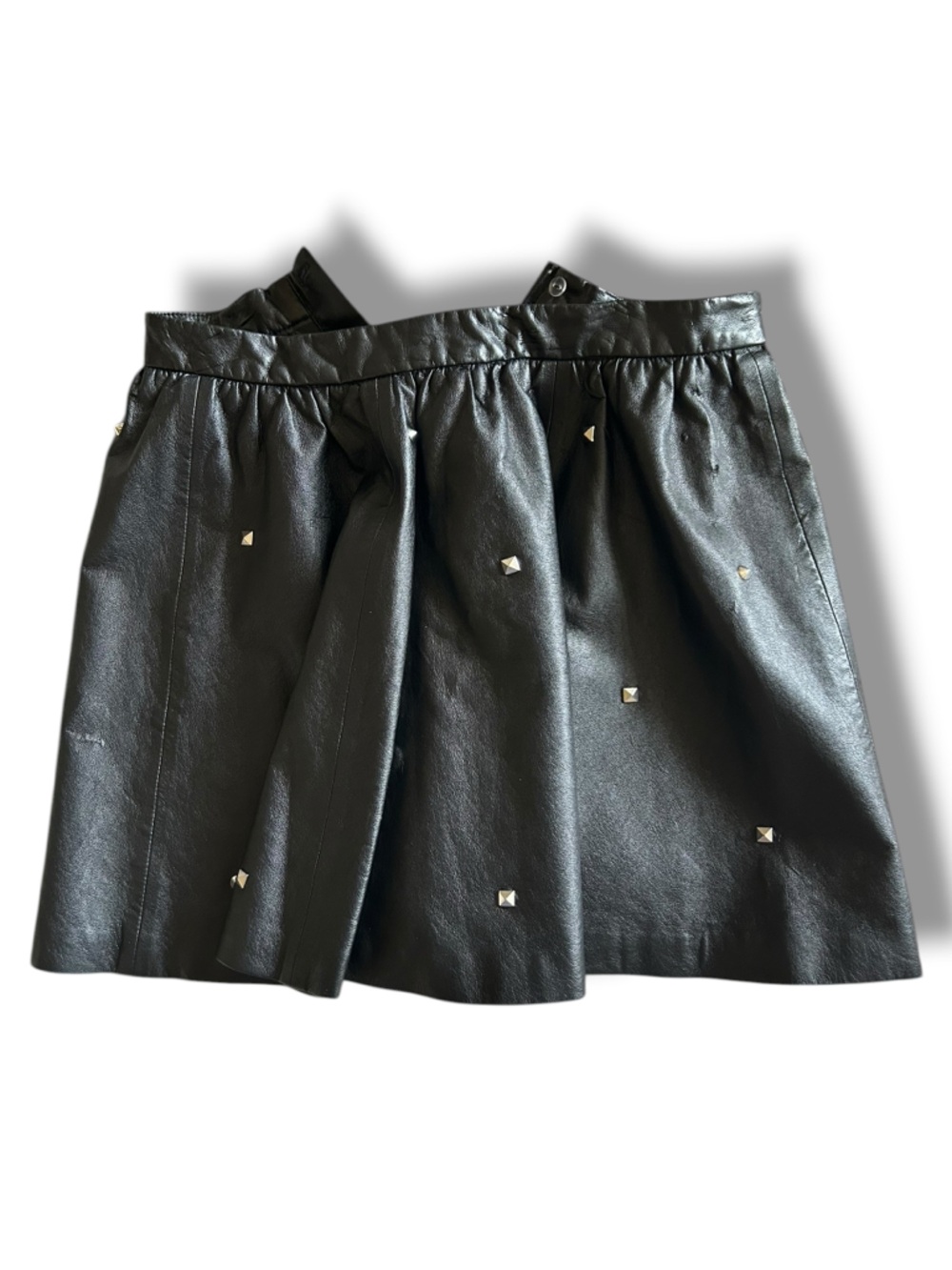 DIVIDED Faux Leather Studded Skater Skirt BLACK - Picture 9 of 10